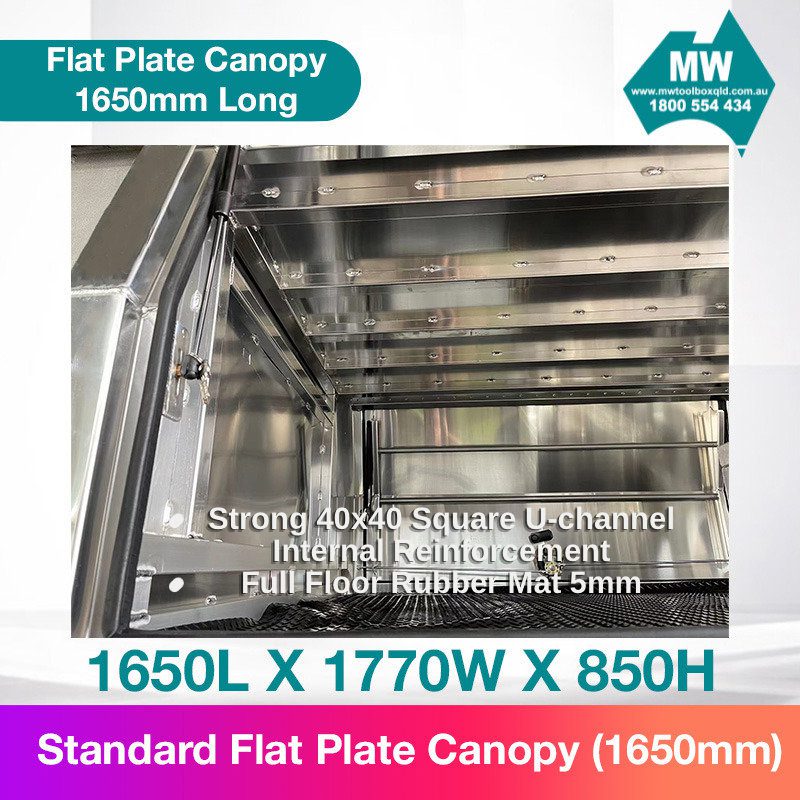 Aluminium Ute Canopy Flat Plate Canopy Dual Cab 1650mm Long-2