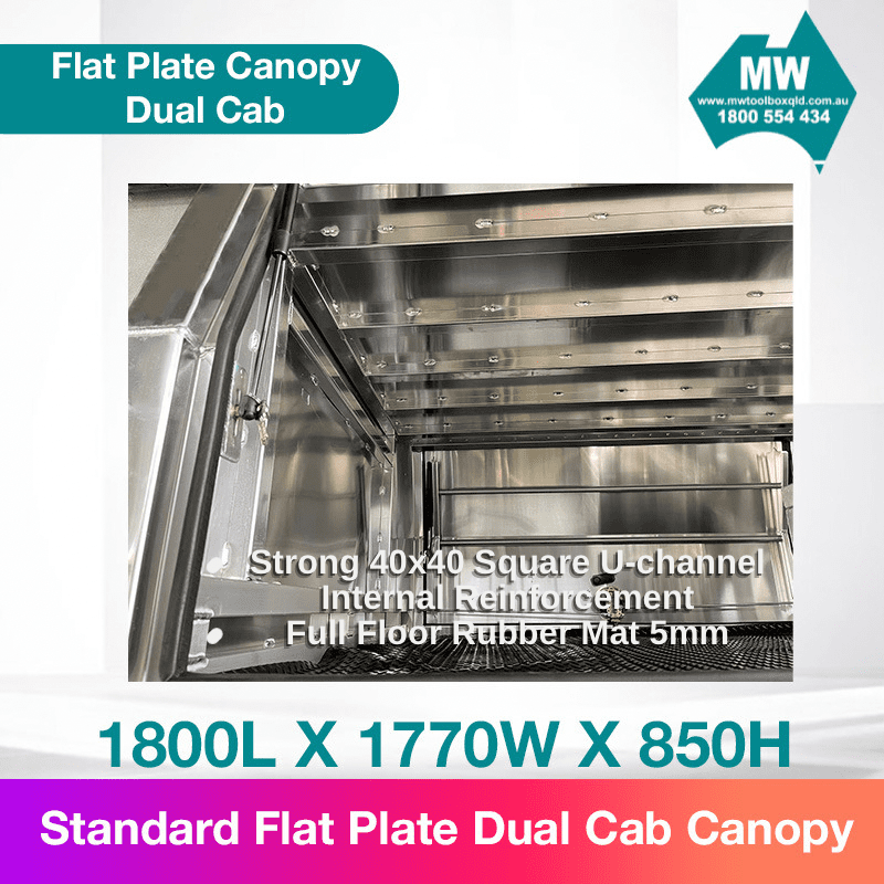 Aluminium Ute Canopy Flat Plate Canopy Dual Cab 1800mm Long-2