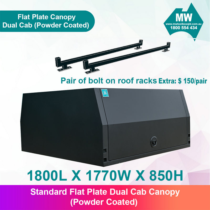 Aluminium-Ute-Canopy-Flat-Plate-Dual-Cab-1800mm-Long-Black-6
