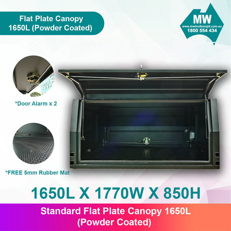 Aluminium Ute Canopy Flat Plate Dual Cab 1650mm Long - Black (2)