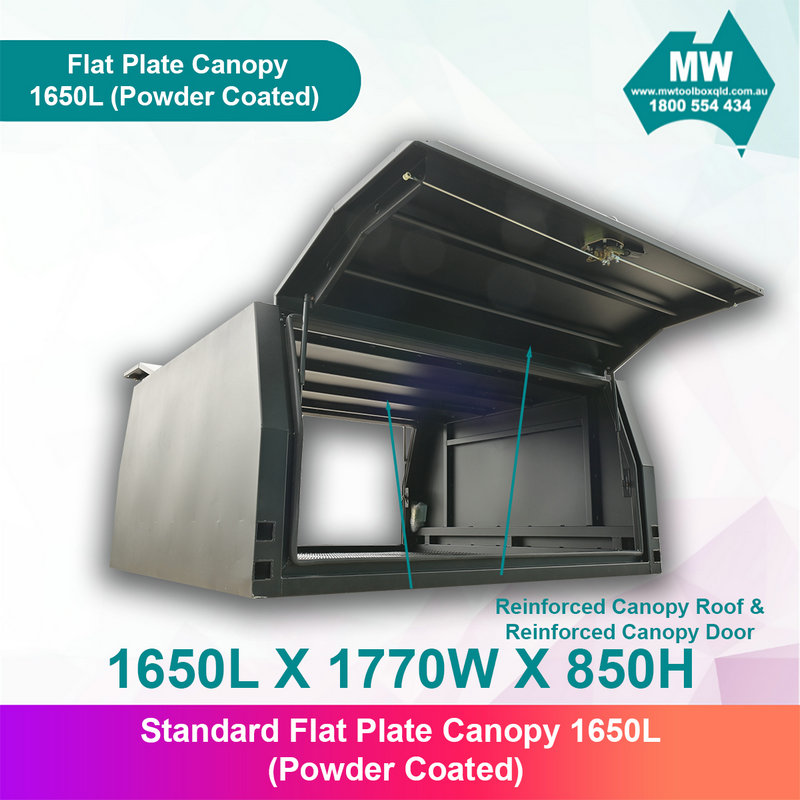 Aluminium Ute Canopy Flat Plate Dual Cab 1650mm Long - Black (3)