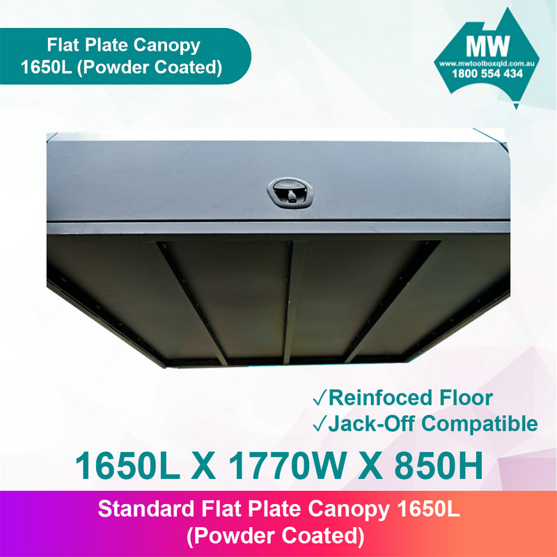 Aluminium Ute Canopy Flat Plate Dual Cab 1650mm Long - Black (4)