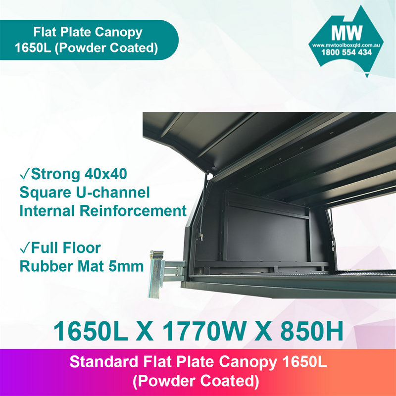 Aluminium Ute Canopy Flat Plate Dual Cab 1650mm Long - Black (5)