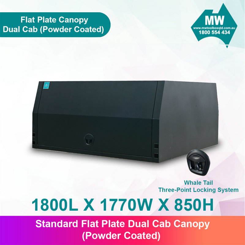 Aluminium Ute Canopy Flat Plate Dual Cab 1800mm Long - Black (1)