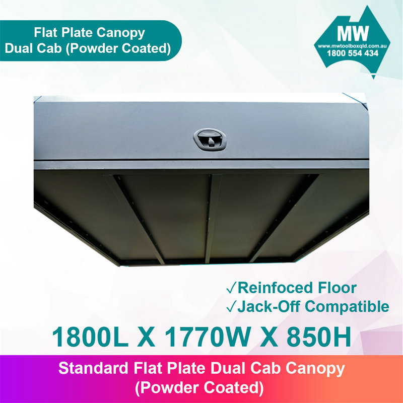 Aluminium Ute Canopy Flat Plate Dual Cab 1800mm Long - Black (4)