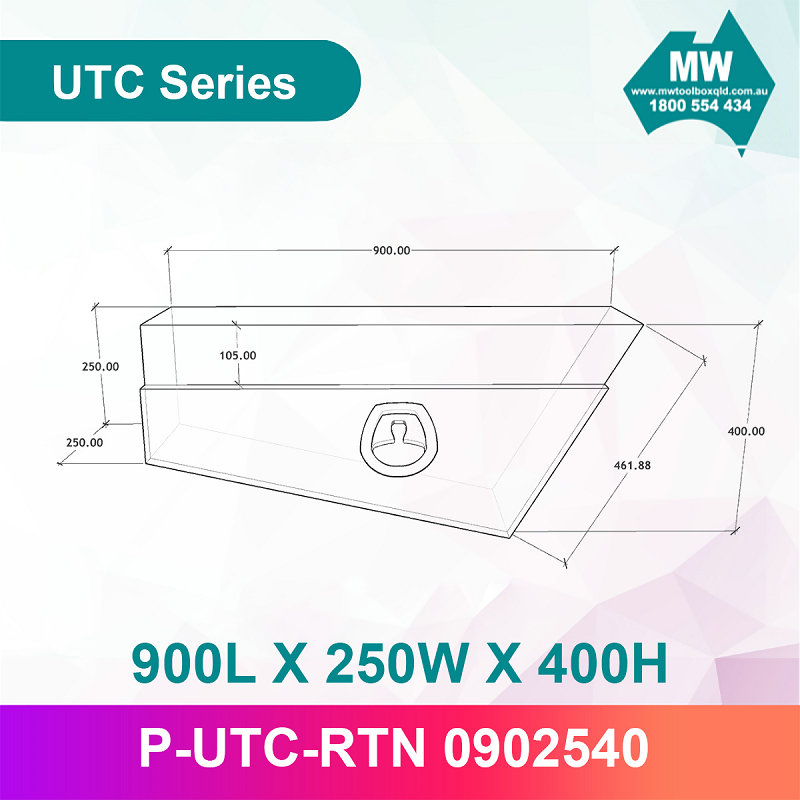 Flat Aluminium Tapered Undertray Toolbox UTC UTE Under Tray Box 900L-4