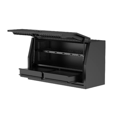 Aluminium Front Opening Toolbox With Two Drawers On Floor - Black Edition