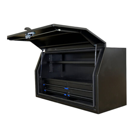 Aluminium Front Opening Toolbox With Four Drawers On Floor - Black Edition