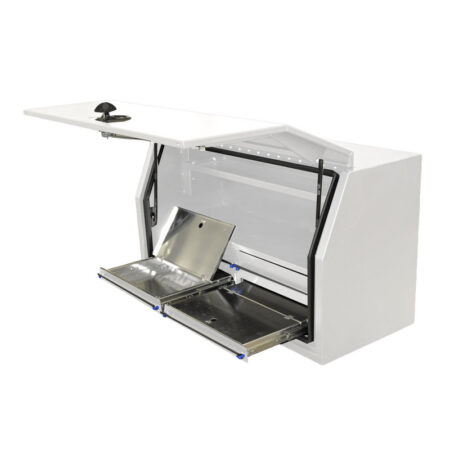 Aluminium Front Opening Toolbox With Four Drawers On Floor - White Edition
