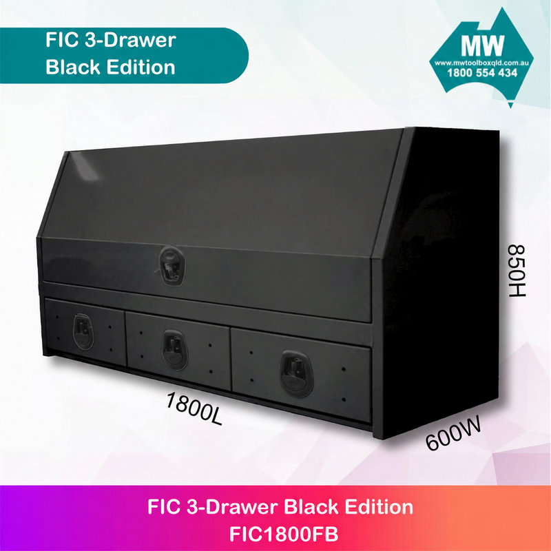 Aluminium Toolbox Front Opening Toolbox With 3 Drawers (FIC 3 Drawers -Black Edition)-3