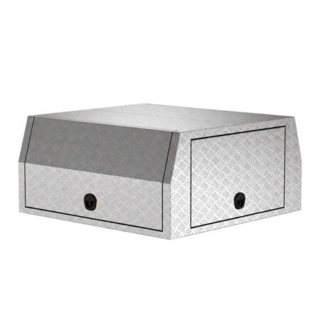 Aluminium Ute Canopy 3-Door Checker Plate Canopy Dual Cab 1800mm Long (non lift-off)